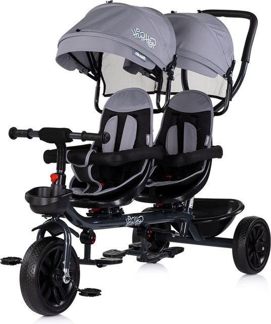 Babyshoppen Geschwisterdreirad Hip Hop, Schiebegriff, Sitze 360° drehbar, grau/schwarz, ab 1,5 Jahre - Bild 1