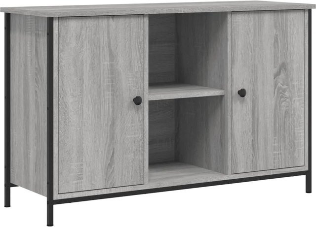 vidaXL TV-Schrank in Grau Sonoma-Eiche aus Holzwerkstoff und Eisen mit industrieller Note, B/T/H: 100 x 35 x 65 cm - Bild 1