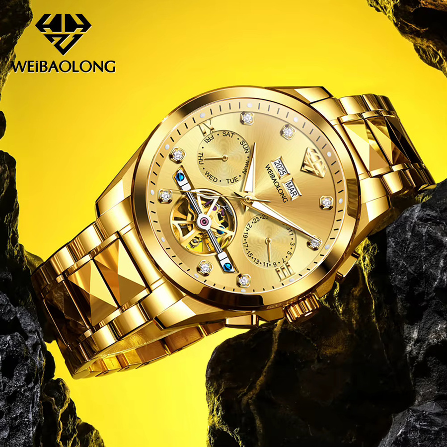 WEiBAOLONG Armbanduhr Automatik, Wolframstahl, Diamant, Herren - Bild 3