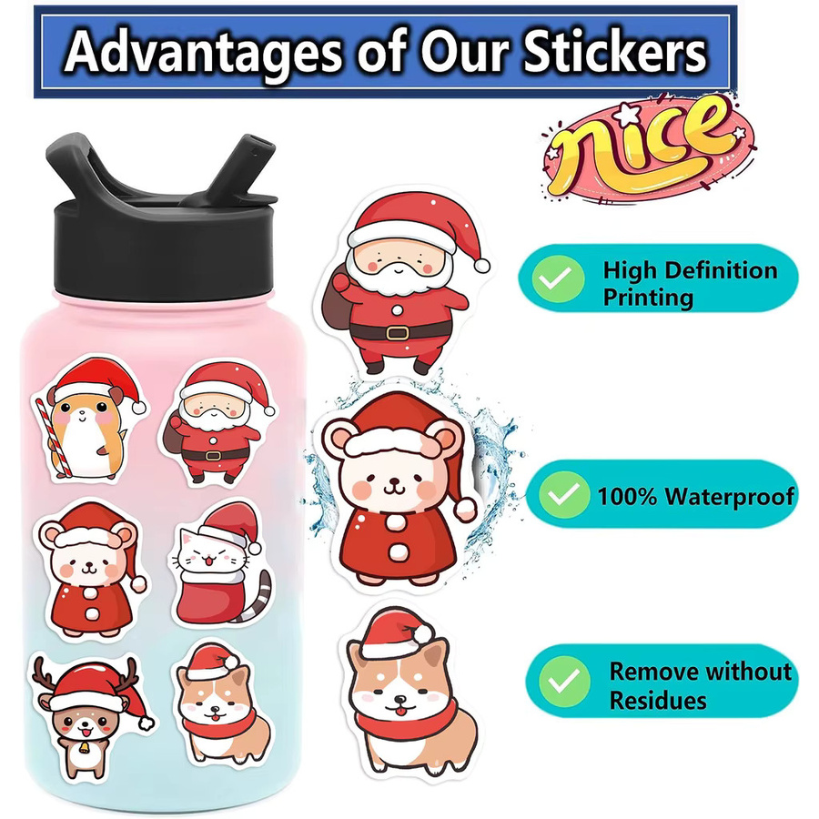 50 Stück Wasserdichte Weihnachts Tiere Graffiti Aufkleber in Multicolour von BulingBulingStickers Shop - Bild 3