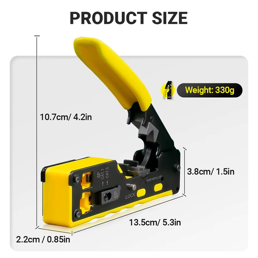 Ampcom Netzwerk Crimper AM-718 für RJ45 Cat8/7/6a/6/5e und RJ11/12 in Schwarz - Bild 5