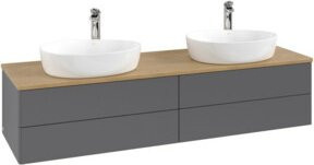 V&B Waschtischunterschrank Antao ohne Frontstruktur in Eiche Honig Braun lackiert B: 160 cm, T: 50 cm - Bild 1