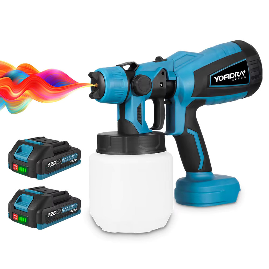 YOFIDRA Elektrische Spritzpistole Blau, Tragbares Schnurloses Farbspritzgerät für Lackierungen mit 1000 ml Fassungsvermögen, Kompatibel mit Makita 18V Akku - Bild 6