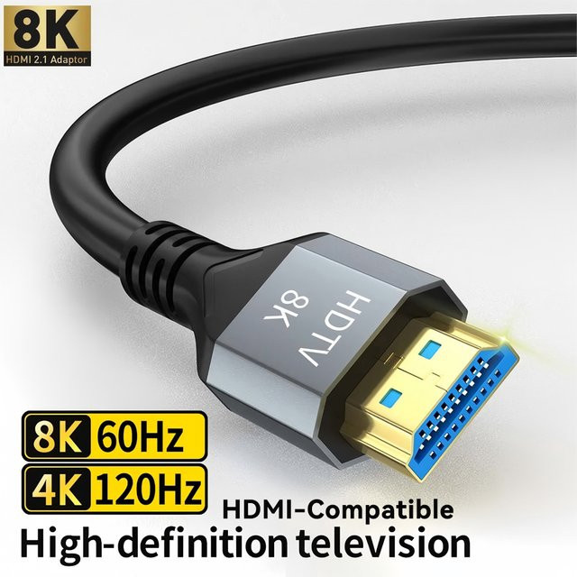 VAORLO HDMI 2.1 Kabel in Schwarz mit 8K/60Hz, 4K/120Hz und 48Gbps für TV-Box, PS5, PS4, Laptop und Monitor - Bild 1