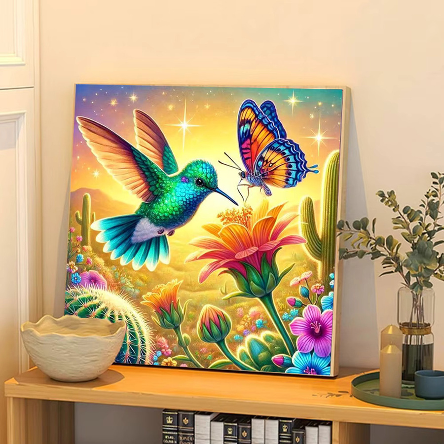 Huacan Diamant-Malerei Set mit Vogel, Schmetterling, Tieren und Blumen in Multicolour für die Heimdekoration (Rund) - Bild 3