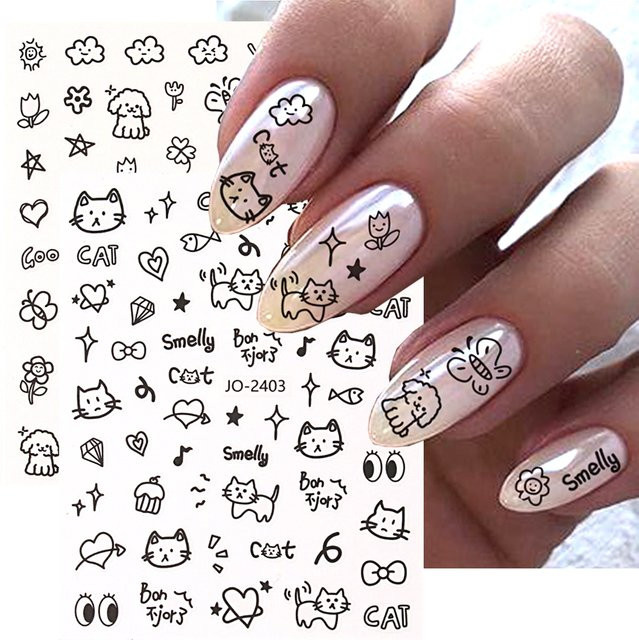 Full Beauty Nagelaufkleber 3D Cartoon Katze und Hund, Glänzend, Kinder - Bild 1