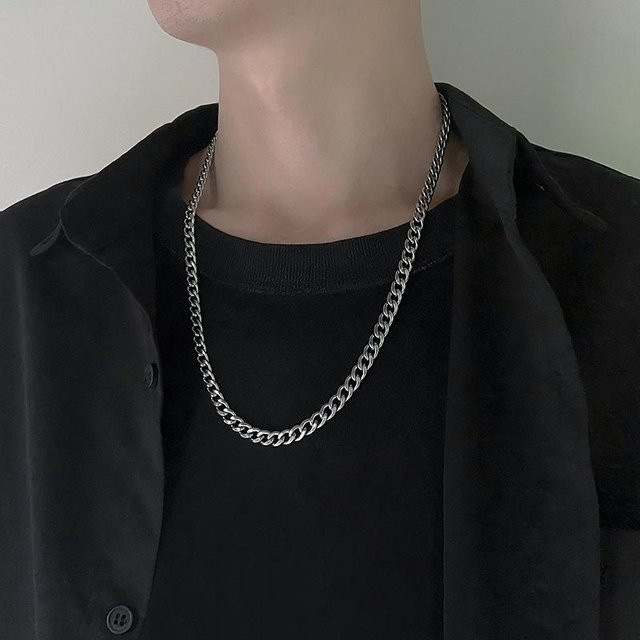 KaiTingu Jewelry Halskette, Edelstahl, Silber, 50 cm, Unisex - Bild 1