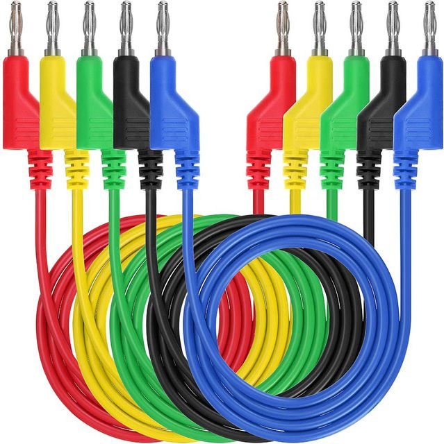 5-teiliges Bananenstecker-zu-Bananenstecker-Testkabel-Set in Multicolor mit 4mm stapelbaren Bananensteckern für Multimeter und elektrische Prüfungen - Bild 1