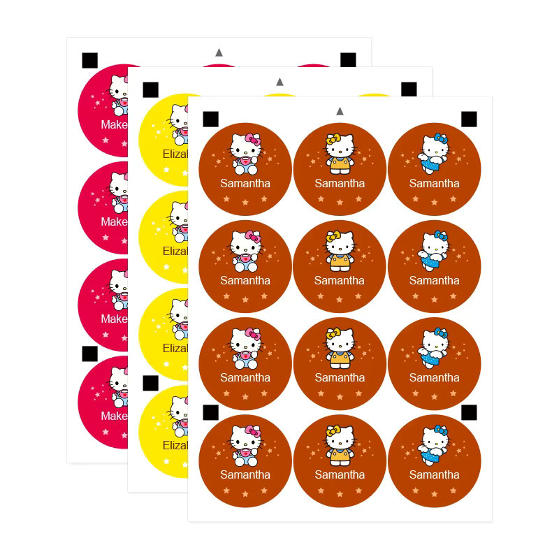 Personalisierte Sanrio Hello Kitty Namensaufkleber in Multicolour, individuelle Cartoon-Etiketten aus Papier für vielseitige Anwendungen - Bild 3