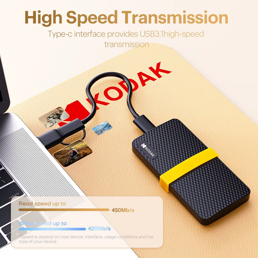 KODAK X200 Externe SSD Tragbarer USB-C Solid-State-Speicher in Schwarz - Bild 3