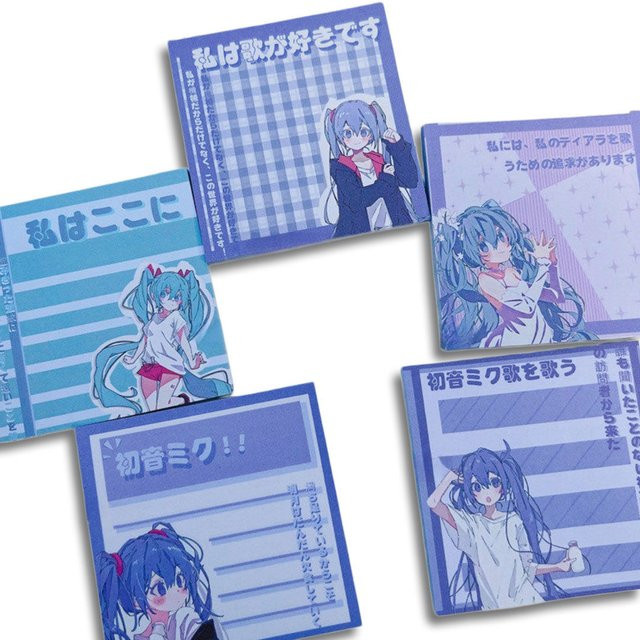 Bandai Hatsune Miku Selbstklebende Notizzettel in Blau mit 50 Blatt für Schule und Büro - Bild 1