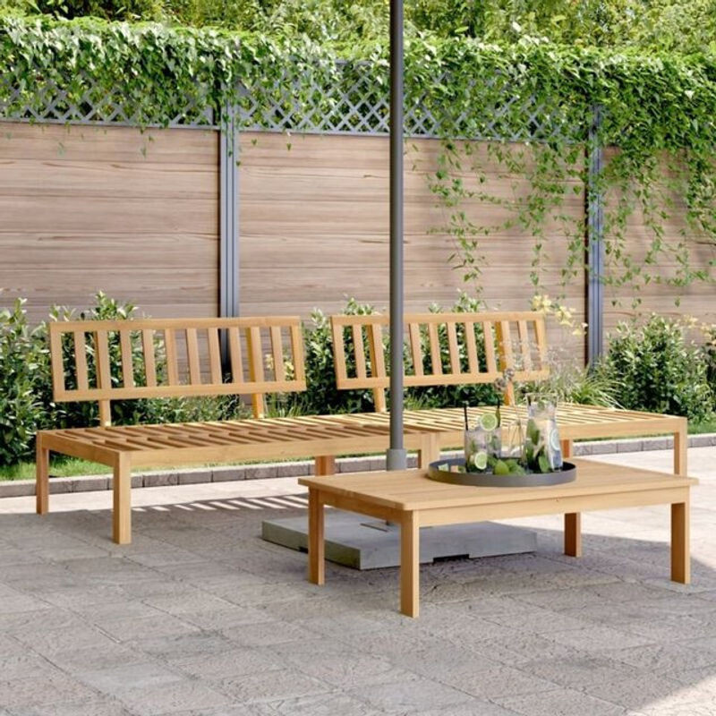 vidaxl Garten-Mittelsofas aus Massivholz Akazie, 2er-Set, Braun, Modern - Bild 1