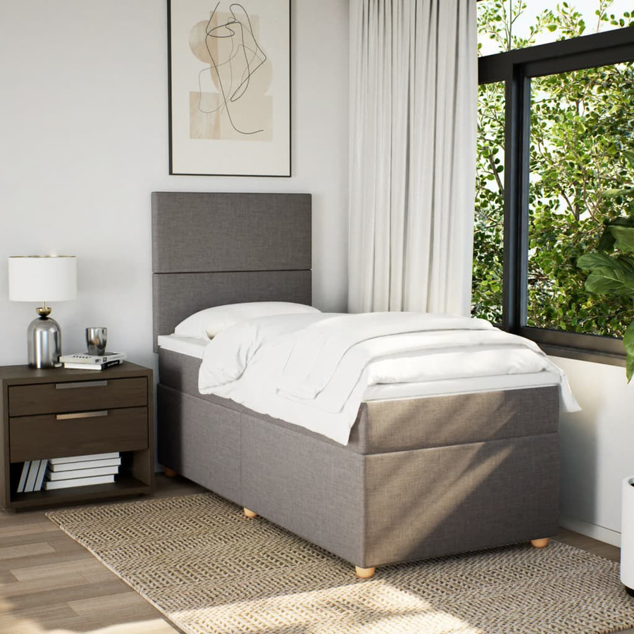 vidaXL Boxspringbett mit Matratze Hybrid-Design in Taupe, B/T: 80 x 200 cm - Bild 2