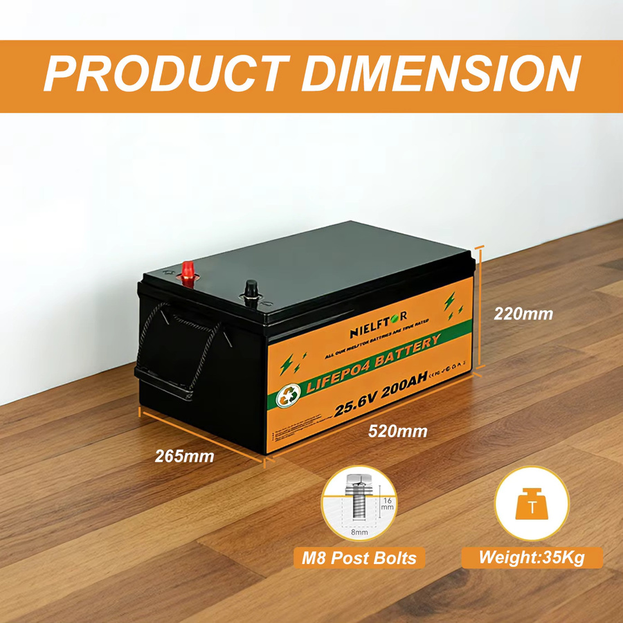 NIELFTOR LiFePO4 Lithiumbatterie 24V 200Ah mit integriertem BMS in Schwarz - Bild 2