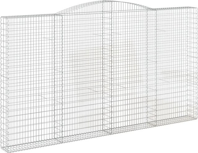 vidaXL Gabionen mit Hochbogen Set aus verzinktem Eisen in Silber, 3 Stück, B/T/H: 400 x 30 x 220/240 cm - Bild 1