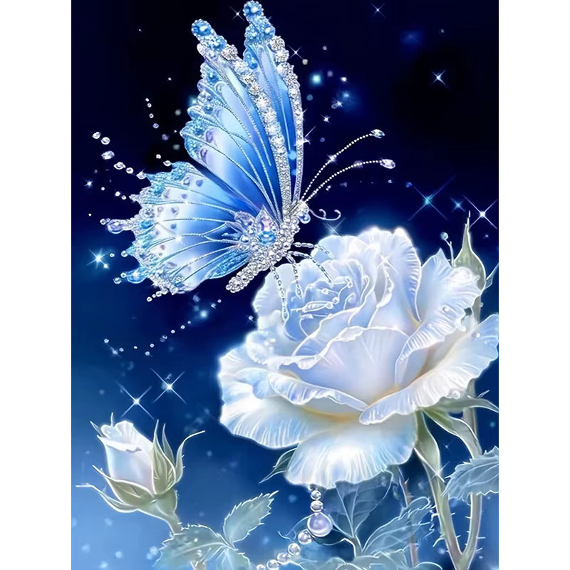 Huacan Diamant-Malset Schmetterling und Rose mit runden Steinen in Multicolour, B/H: 30 x 20 cm - Bild 5