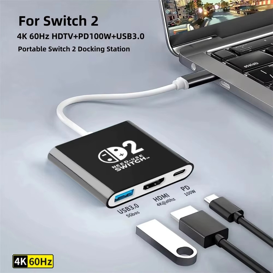 FANGTUOSI Dockingstation für Nintendo Switch und Switch OLED, 4K 60Hz USB-C Hub mit HDMI und USB-C 3.0 PD100W Ladefunktion - Bild 6