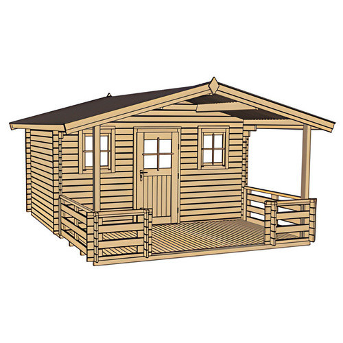 WEKA Gartenhaus 138 B Gr.2 aus Holz in Beige mit Vordach und Terrasse B/H/T: 450 x 296 x 590 cm - Bild 3