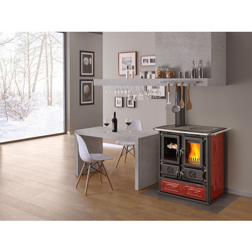 La Nordica Holzherd Rosetta Sinistra Keramik in Bordeaux Rot mit 7,9 kW - Bild 3