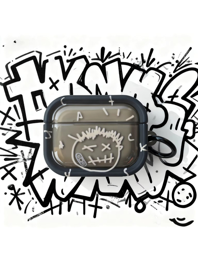 DO AS YOU WISH Graffiti Schutzhülle für AirPods Pro und AirPods 4 in Transparent Blau - Bild 3