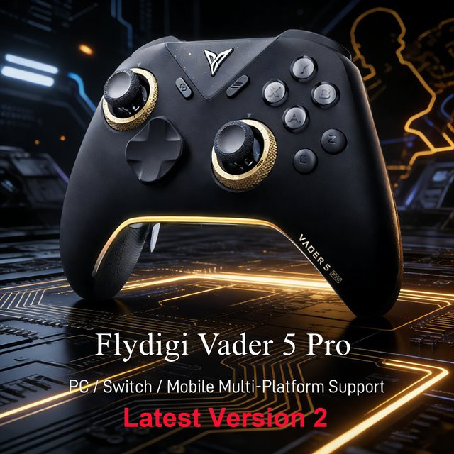 Flydigi Vader 5 Pro Kabelloser Gaming-Controller mit 8 zusätzlichen Tasten und FORCEFLEX Joysticks in Schwarz für PC, NS, iOS und Android - Bild 1