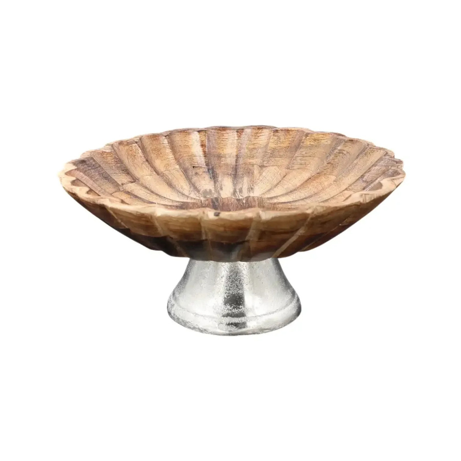 House of Nature Plateau Niederau Holzschale in Braun und Silber, Durchmesser: 25 cm, Höhe: 11 cm - Bild 1