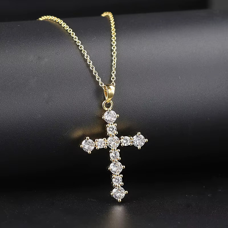 ZHOUYANG Halskette Kreuz, Gold, Zirkonia, Unisex - Bild 4