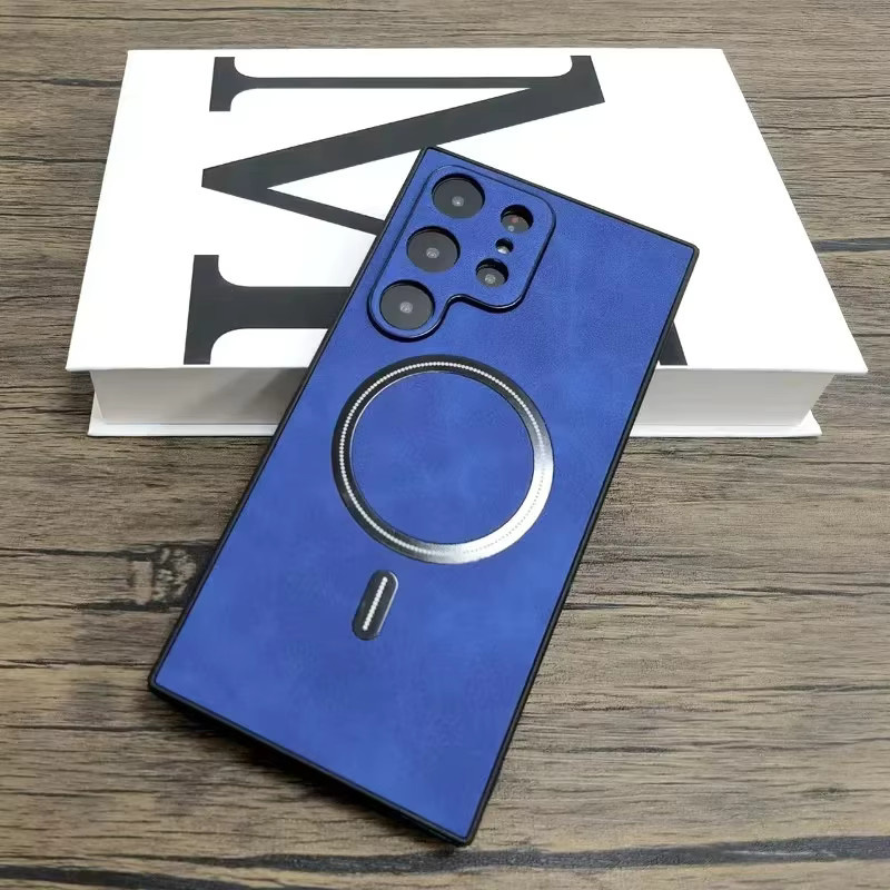 MagSafe Schutzhülle für Samsung Galaxy S26 Ultra S25 S24 S23 S22 S21 Plus Stoßfestes Retro Leder Case in Schwarz - Bild 1