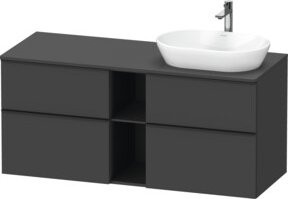 Duravit Waschtischunterschrank D-Neo Wandhängend in Weiß und Grau Matt mit Türen und offenen Regalen B/T/H: 140 x 55 x 66,4 cm - Bild 1