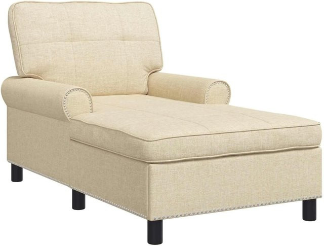 vidaXL Lounge-Liege mit Kissen in Creme mit Armlehnen aus Stoff, B/T/H: 157 x 91 x 91 cm - Bild 1