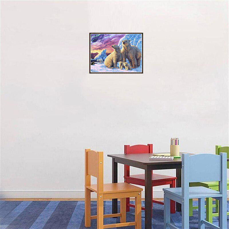 FIYO Diamant-Malerei Eisbär Mutter und Kind als moderne Stickerei in Multicolour, B x H: 30 x 20 cm - Bild 2