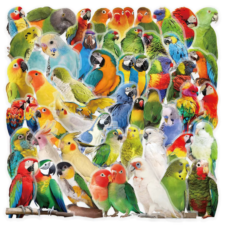 53 Stück Papageienmuster Aufkleber in Gold und Multicolour zur Dekoration von Tagebüchern und Sammelalben von Golden Memory Stickers Store - Bild 2