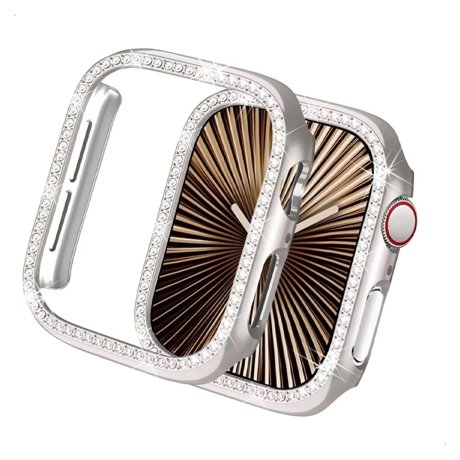 CRESTED Schutzhülle für Apple Watch, Diamant, Zirkonia, Schwarz, Silikon, Edelstahl, Unisex - Bild 2