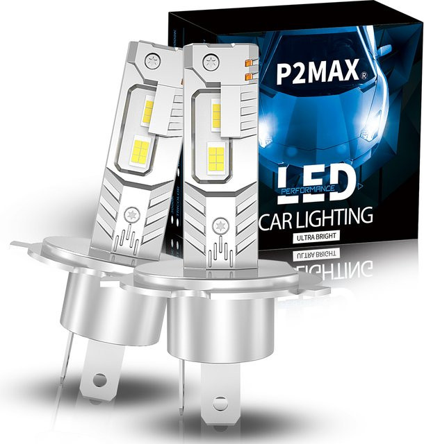 p2max LED-Scheinwerferlampen Set in Silber, 6000 K, 12 V, Plug-and-Play für H4, H7, H11, H8, H9, 9005, HB3, 9006, HB4 - Bild 1