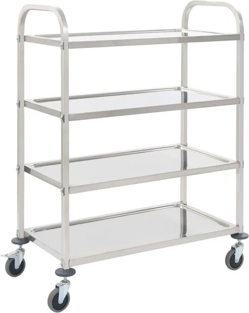 DELUKE Servierwagen KENNI aus Edelstahl mit 4 Etagen und Rollen, Farbe: Silber, B/T/H: 107 x 55 x 125 cm - Bild 1