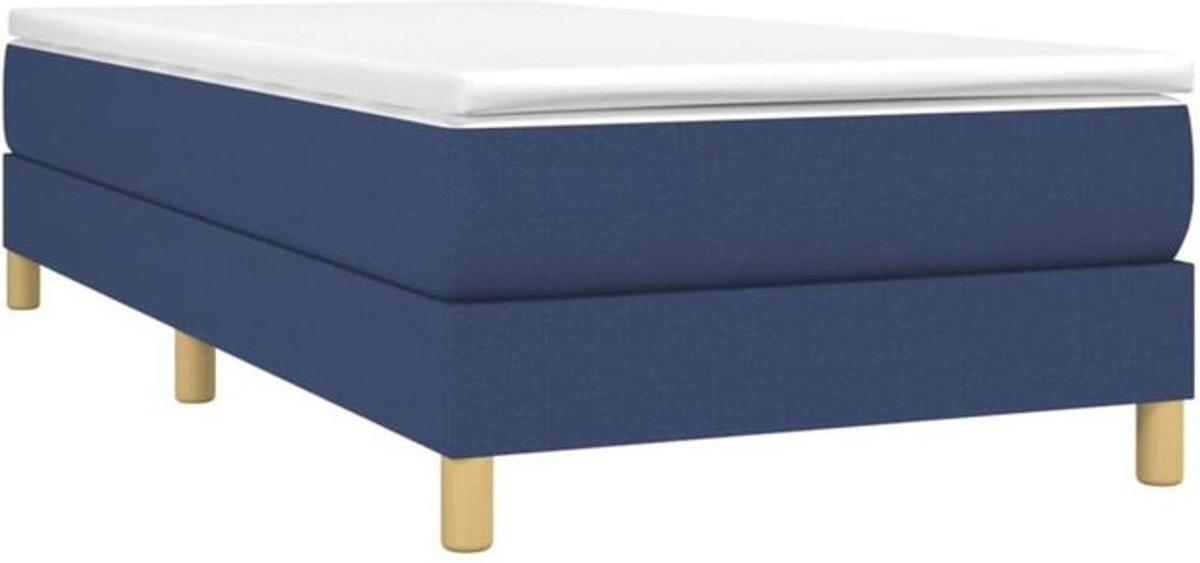 vidaxl Boxspringbett mit Matratze in Blau und Weiß aus Stoff, B/T/H: 90 x 200 x 25 cm - Bild 1