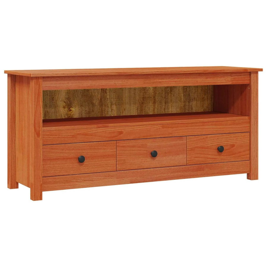 vidaXL TV-Schrank aus massivem Kiefernholz in Wachsbraun, B/T/H: 114 x 35 x 52 cm - Bild 2