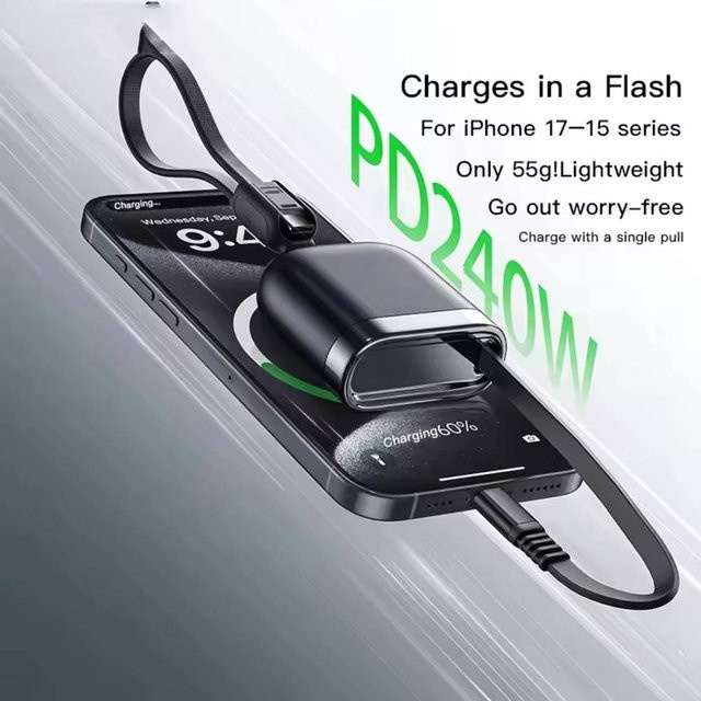 ILEPO USB-C auf USB-C Schnellladekabel 240W, einziehbares Dual-Typ-C-Datenkabel in Weiß für Laptop, Tablet und Smartphone - Bild 1