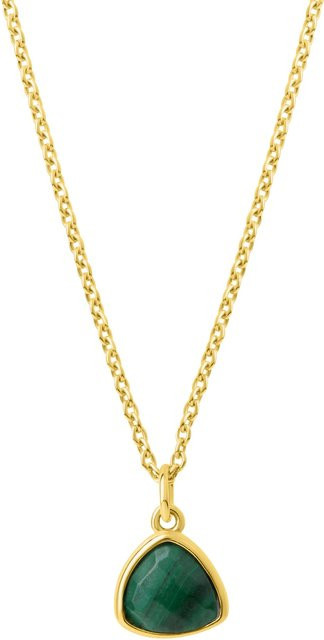 Celesta Anhänger mit Kette, 925 Silber vergoldet, Malachit, Unisex - Bild 1
