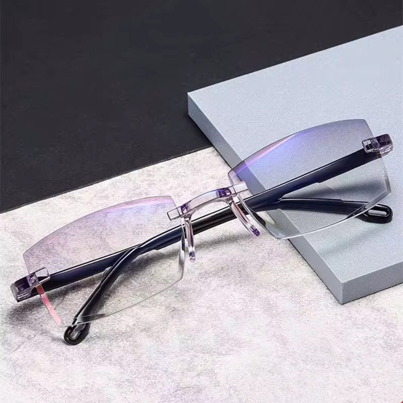 VABBON Lesebrille, randlos, rechteckig, Metall, Unisex, Anti-Blaulicht - Bild 2
