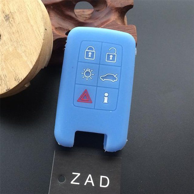 ZAD Silikonkautschuk Auto Smart Key Hülle Abdeckung Set für Volvo S40 S60 S80 V50 V70 XC60 XC70 XC90 6-Tasten-Schlüssel in Hellblau - Bild 1