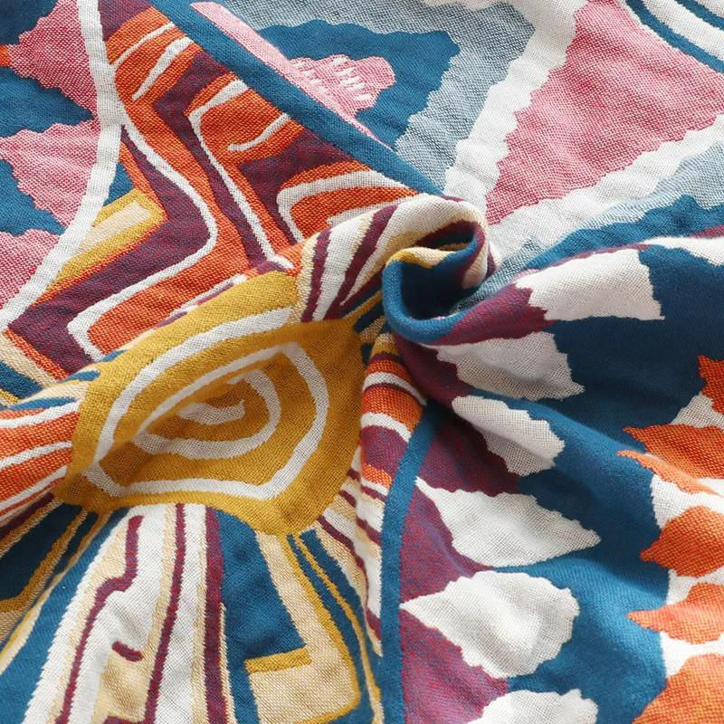 Nordische Überwurfdecke aus Baumwollgaze von Your Warm Home im Boho-Stil mit floralem Muster, Mehrfarbig, B/B: 200 x 230 cm - Bild 5