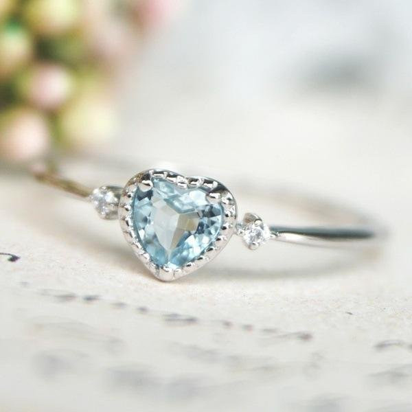 Saphirring 925 Silber, Zirkonia, Herzform, Damen - Bild 1
