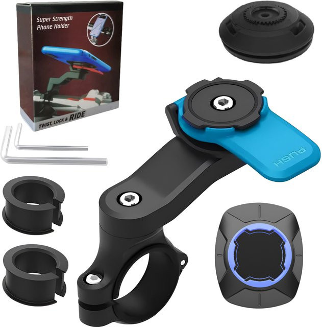 Motorrad-Telefonhalterung mit Vibrationsdämpfer und Schnellwechselbefestigung in Blau - Bild 1