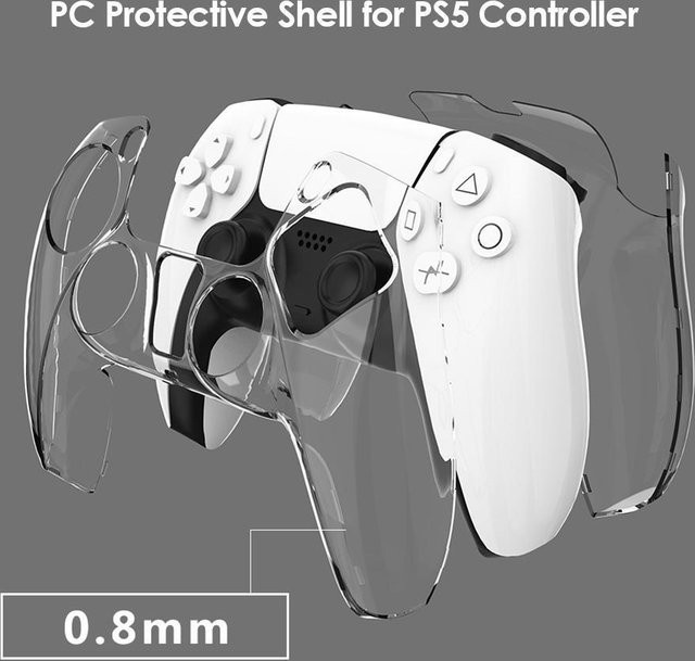APWIKOGER Ultra schlanke Schutzhülle aus klarem PC für PS5 DualSense Controller in Transparent und Blau - Bild 1