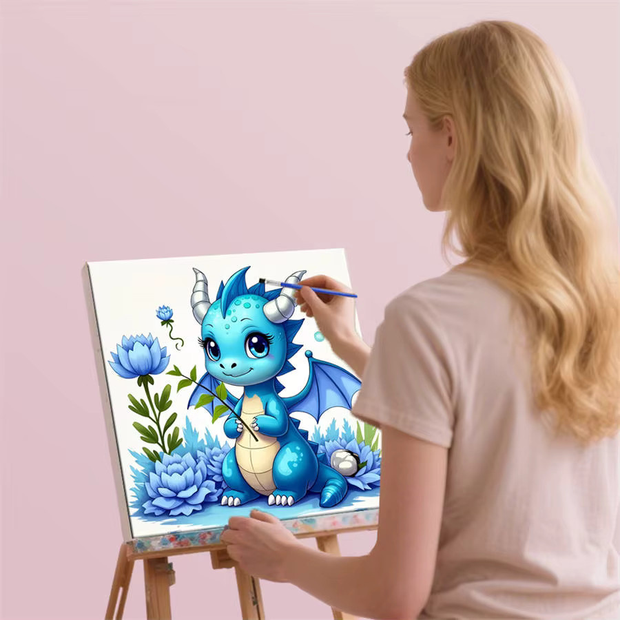 HUACAN Malen nach Zahlen-Kit, Fantasy, blau, floral, Set - Bild 4