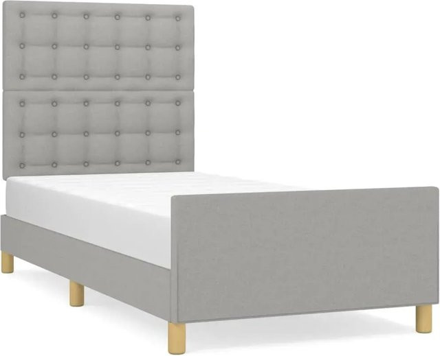 vidaXL Bettgestell mit Kopfteil aus Stoff und Lärchenholz in Hellgrau, B/T/H: 80 x 200 x 118 cm - Bild 1