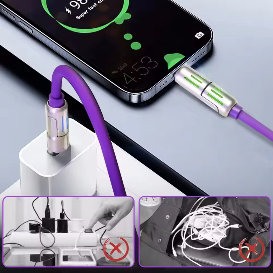 4-in-1 USB-C auf USB-C Schnellladekabel mit 240 W PD, Datenkabel für iPhone 16 Pro Max, 15, iPad, Xiaomi und Samsung, Farbe: Lila, Länge: 1,5 m - Bild 4