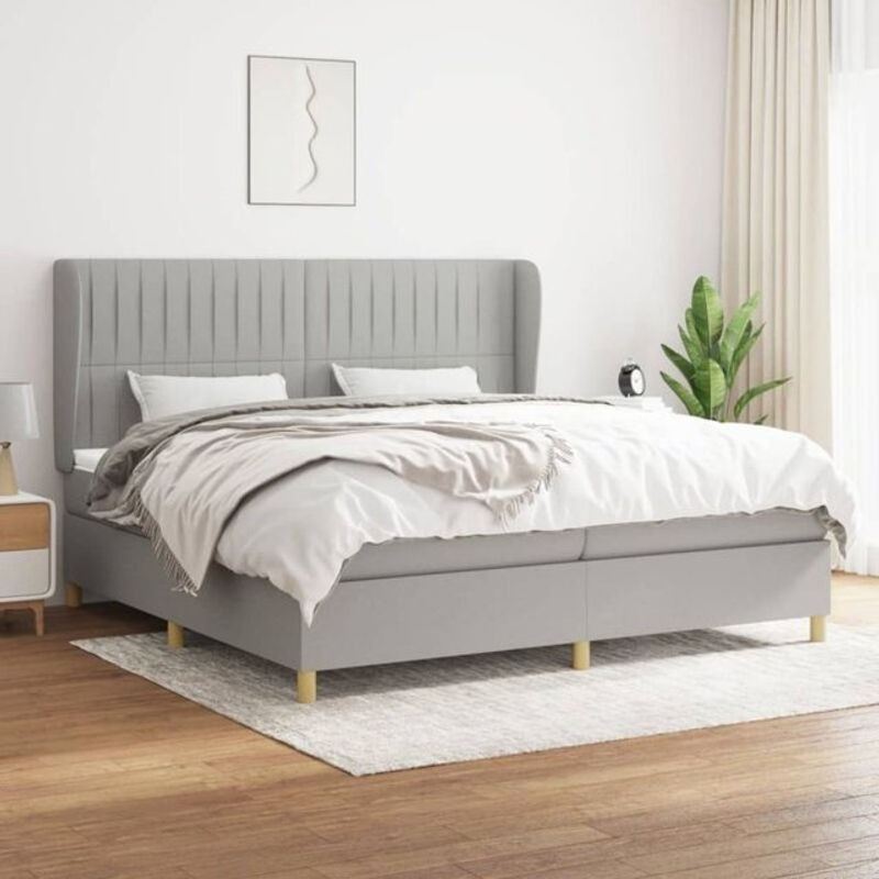 Vidaxl Boxspringbett mit Matratze aus Stoff in Grau, B/T/H: 200 x 200 x 118 cm - Bild 1