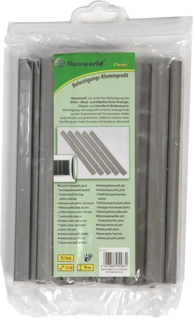 FLORAWORLD Klemmprofil Classic für Sichtschutzstreifen aus PVC, Silber, 25 Stück, Länge: 19 cm - Bild 2
